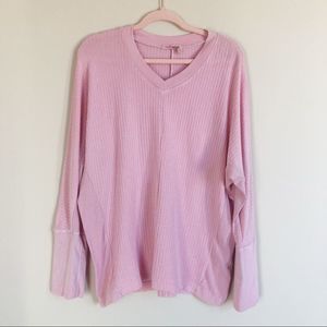 Fresh Produce Pink Long Sleeve Thermal Top V Neck